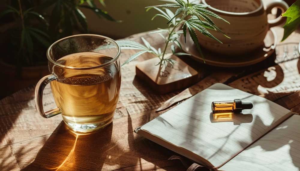 Adrenal Fatigue and Cannabis: What You Need to Know Peaceful home environment with CBD oil and tea – natural recovery from fatigue