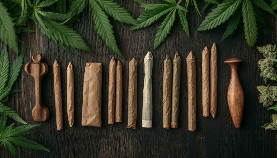 Alternatives au tabac aux herbes pour les joints sur une table en bois